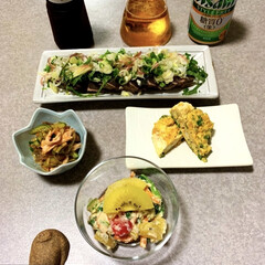 アサヒ スタイルフリー/残り物/きのぴさん/お取り寄せ/白和え/作り置き/... 晩酌ご飯です。
鰹のたたき(玉ねぎ、みょ…