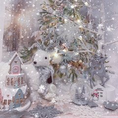 クリスマス/クリスマス準備/リビング/部屋全体/ニトリ/ハンドメイド/... ホワイトクリスマスをイメージして
ディス…(2枚目)