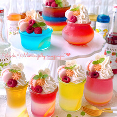 カップスイーツ/グラススイーツ/フォトジェニック/カラフル/グラデーションゼリー/グラデーションカラー/... 『🍹WECK×MONIN夏のWECKゼリ…