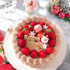 Christmas/chocolate/Cafe/cake/sweets/手作りスイーツ/... 🎂クリスマスケーキ

生クリームとチョコ…(3枚目)