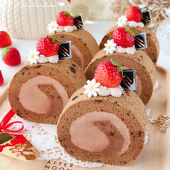 STRAWBERRY/chocolate/cake/Cafe/sweets/ケーキ/... 🍫チョコレートロールケーキ

生地&amp;クリ…(1枚目)