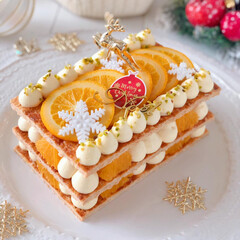 ORANGE/Cafe/cake/sweets/クリスマス/手作りデザート/... 🍊オレンジのミルフィーユ

サクサクパリ…(2枚目)