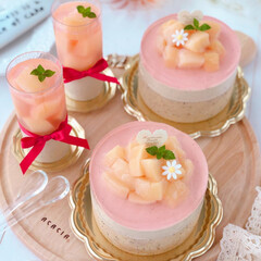 TEA/peach/cake/Cafe/sweets/手作りお菓子/... 🍑桃&amp;ミルクティームースケーキ

小さめ…(2枚目)
