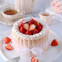 cake/Cafe/デコレーションケーキ/sweets/いちごケーキ/ビスキュイケーキ/... 🍓シャルロットケーキ

春色コーデでまと…(1枚目)