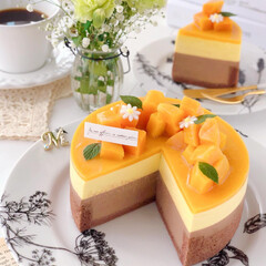 mango/Cafe/chocolate/cake/sweets/手作りデザート/... 🥭マンゴームースケーキ

トロピカルなマ…(2枚目)