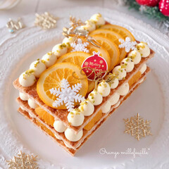 ORANGE/Cafe/cake/sweets/クリスマス/手作りデザート/... 🍊オレンジのミルフィーユ

サクサクパリ…(1枚目)