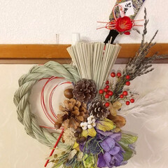 お正月/玄関/ハンドメイド/ドライフラワー/マンション玄関 ♡正月
♡お飾り
♡ハンドメイド
や~…