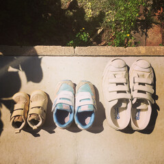 母の日/おでかけ/ファッション 娘の最初の靴。
今の靴。
母の靴。(1枚目)