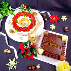 誕生日おめでとう/チョコケーキ/ガナッシュケーキ/いちごタルト/誕生日ケーキ/クリスマスケーキ/... - ̗̀ 🤍🎄𝑀𝑒𝑟𝑟𝑦 𝐶ℎ𝑟𝑖𝑠𝑡𝑚…(1枚目)