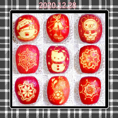 飾り切り/クリスマス/りんごアート/りんご飾り切り/りんご りんご飾り切り
まとめです🍎(1枚目)