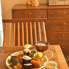 イベントごはん/のり巻き/お寿司/盆ざる/和食/ワンプレート/... 今年の節分、夫が出社+帰りが遅い日だった…