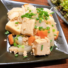 和食/高野豆腐/おうちごはん 高野豆腐と挽肉の煮物。ジュワッとお出汁が…(1枚目)