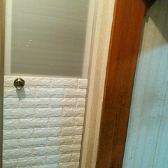 クッションレンガ/ドア/DIY/寒さ対策/浴室 お風呂のドアにクッションレンガシートを貼…(2枚目)