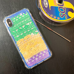 iPhoneケース/手編み 釣り糸携帯カバー(1枚目)