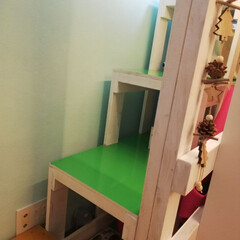 手作りベッド/子供部屋インテリア/子供部屋/マンションインテリア/マンション/LIMIAインテリア部/... 内部から階段を通って上階の寝床へ。(1枚目)