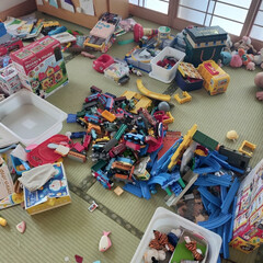 おもちゃ収納/玩具いっぱい/和室 次男のおもちゃを一度全部出してみた。リサ…(1枚目)