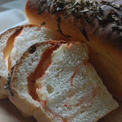 明太子パン/パン作り/手作りパン/おうち時間/一眼レフカメラ 明太子パンを作りました。(1枚目)
