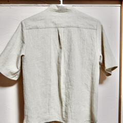 シャツ/生成り/ハンドメイド 生成り生地でシャツを作ってみました。

…(2枚目)