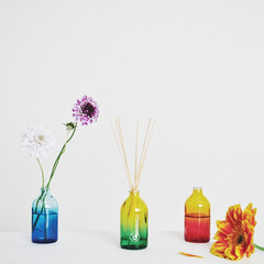NIJI リードディフューザー サンライズスカイ(部屋用)を使ったクチコミ「グラデーションが綺麗な瓶。使用後洗って花…」(1枚目)