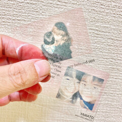 ハンドメイド作品/作り方公開中/記念写真/思い出の写真/トレカ/透明トレカ風カード/... 思い出の写真を加工して透明トレカ風カード…(1枚目)