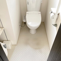 TOTO YH51R ワンハンドカット付 トイレットペーパーホルダー | TOTO(トイレ用ペーパーホルダー)を使ったクチコミ「トイレのDIYをしました🚽✨
床の足を置…」(2枚目)