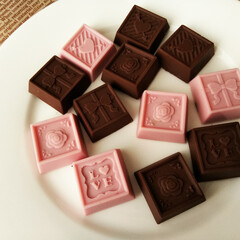 チョコ/ビスケット/バレンタイン2019 ミルクチョコレート&amp;ストロベリーチョコレ…(1枚目)