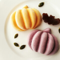 アイスクリーム/かぼちゃ/紫芋 今日のデザートは、秋にぴったりなかぼちゃ…(1枚目)