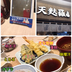 コロナ禍マナー/今日のランチ 今日のランチは天麩羅定食、テーブルに鏡使…