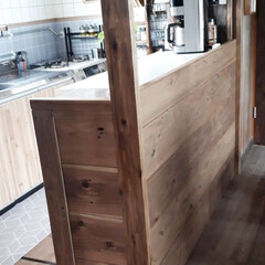 キッチンカウンターDIY/カフェ板/DIY やっと念願のキッチンカウンターが完成しま…(1枚目)